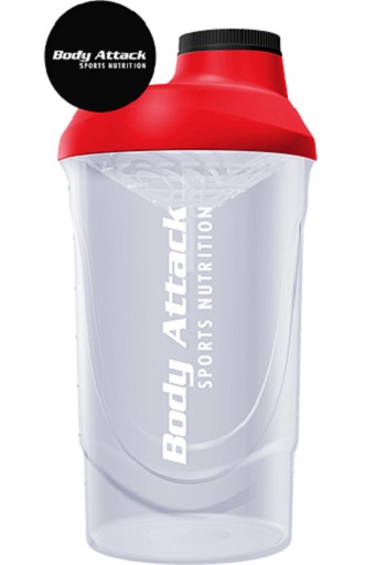 Body Attack Shaker 600ml Rot-Transparent