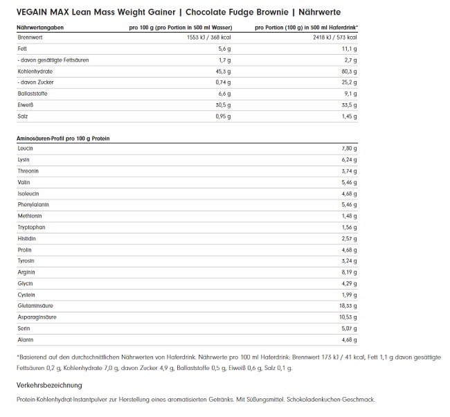 ProFuel VEGAIN MAX Gainer 3kg Chocolate Hazelnut