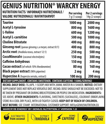 Genius Nutrition - Warcry Energy 300g Green Apple