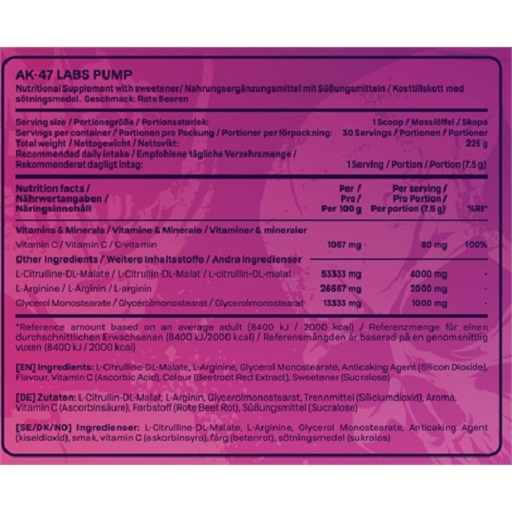 AK47 Labs Pump 225 g Red Berry