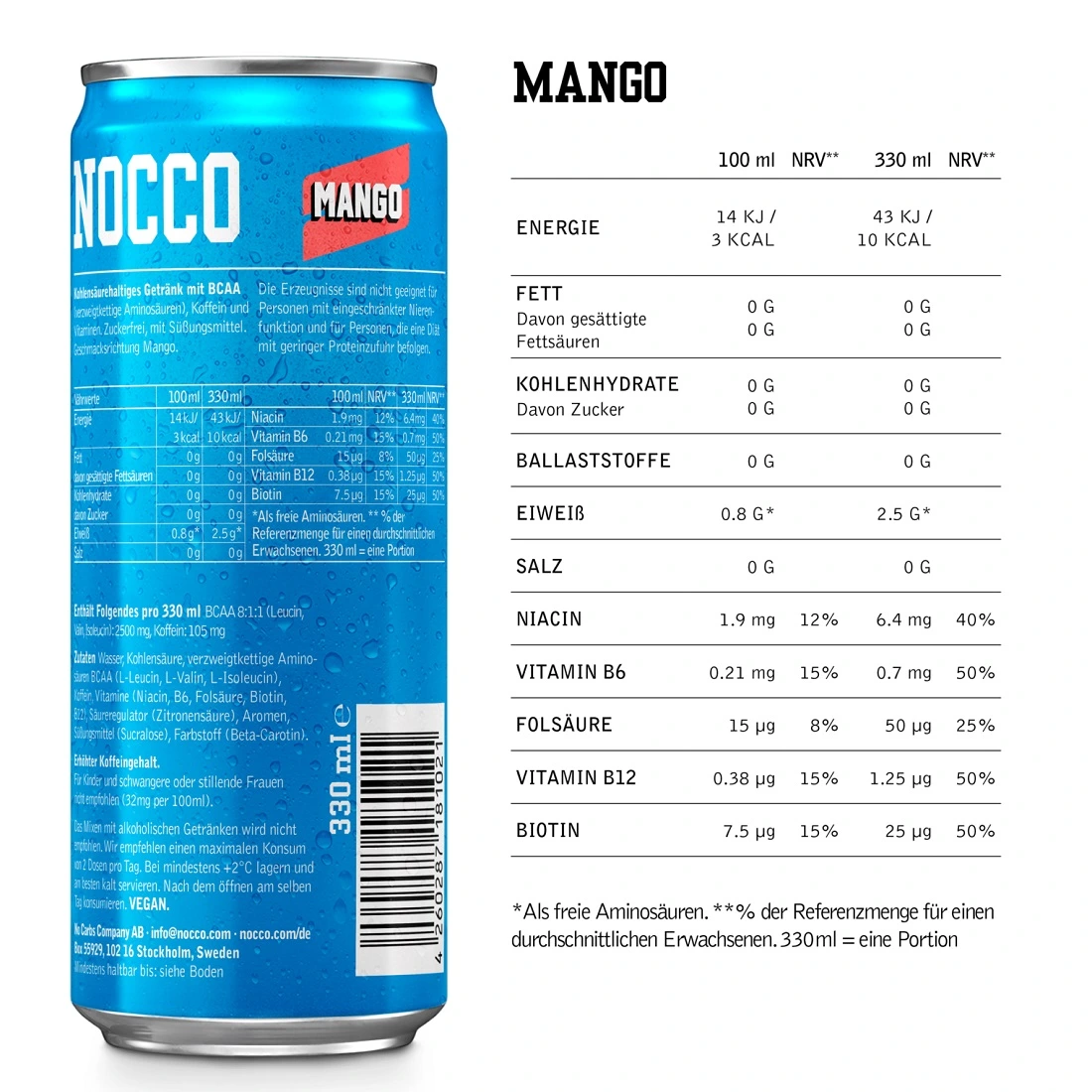 Nocco BCAA Drink 24 x 330 ml Limon del Sol
