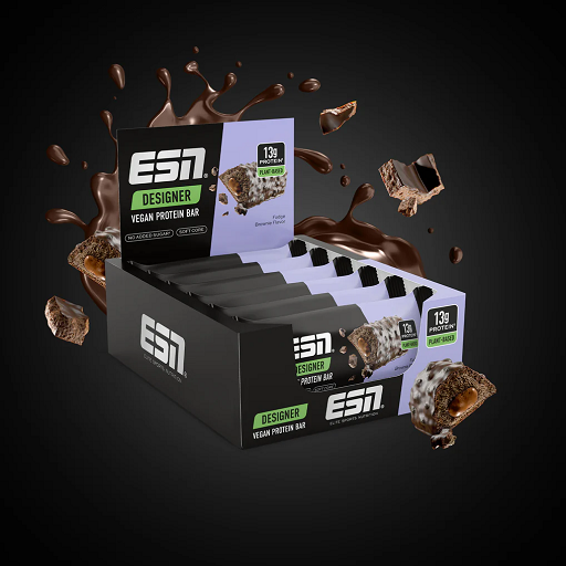 ESN Designer Vegan Protein Bar Box 12x55g Fudge Brownie