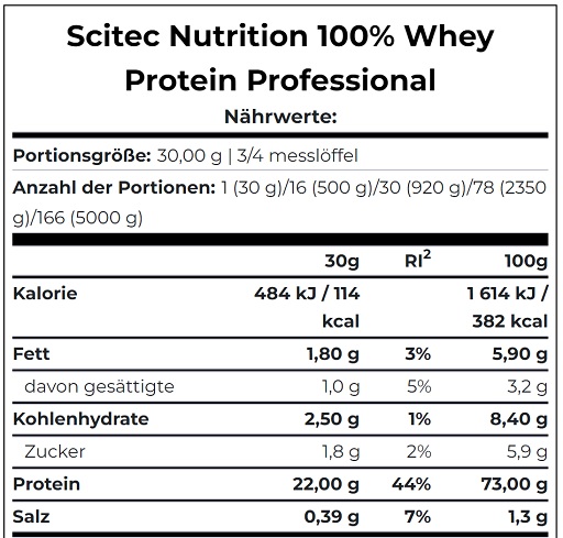 Scitec 100% Whey Protein Professional 1000g Vanille