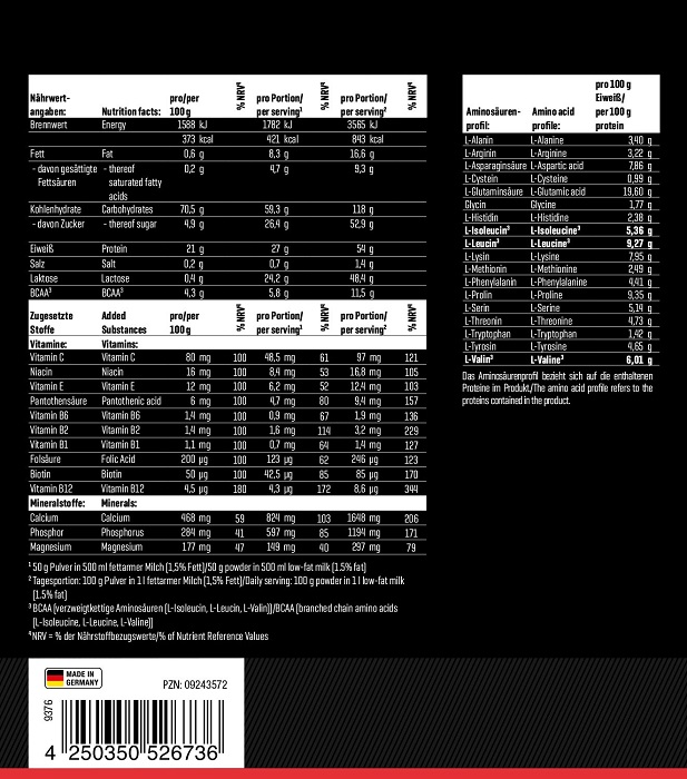 Body Attack Power Weight Gainer 1,5kg Neutral