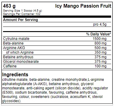 FA Nutrition ICE Pump Pre-Workout - 463g Icy Mango & Passionfruit